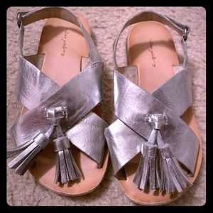 Zara Silver Tassel Sandals